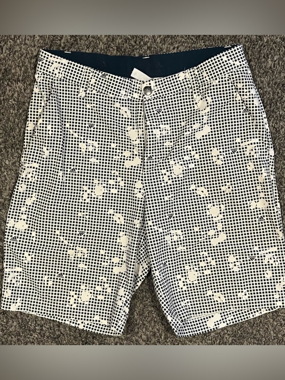 2 Adidas Men’s Golf Shorts — Black and Grey, Navy and White Grid Print size 30 - Picture 3 of 9